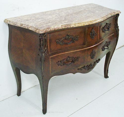 BRONZE MOUNTED LOUIS XV STYLE M/TOP COMMODE
