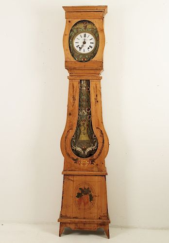 FRENCH PINE MORBIER GRANDFATHER CLOCK 