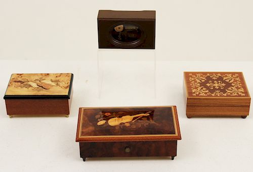 COLLECTION OF 4 SWISS MUSIC BOXES