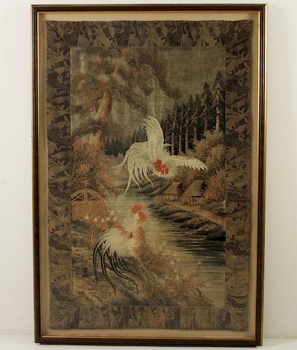 IMPRESSIVE EARLY JAPANESE WOVEN TAPESTRY