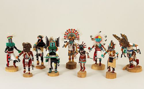 COLLECTION OF 9 SIGNED KACHINA DOLLS