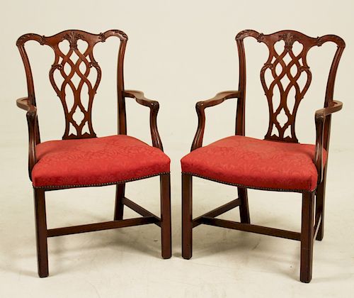PR. OF CHIPPENDALE STYLE ARM CHAIRS