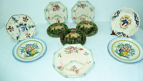 10 MISC. FRENCH FAIENCE AND MAJOLICA PLATES