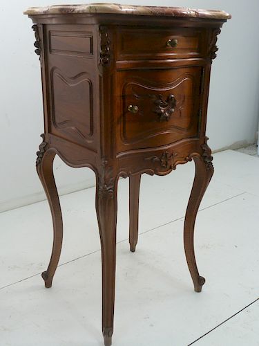 LOUIS XV STYLE MARBLE TOP BEDSIDE COMMODE
