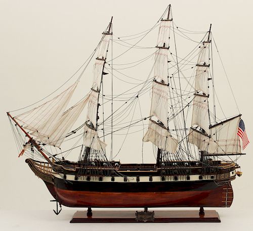 WOODEN SHIP MODEL OF U.S. CONSTELLATION