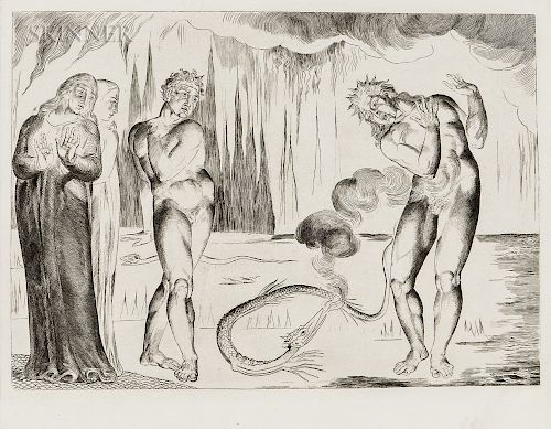 William Blake (British, 1757-1827) He Eyed the Serpent and the Serpent Him (Buoso Attacked by Francesco di Cavalcanti in the Form of a