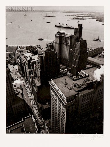 Berenice Abbott (American, 1898-1991)  Wall Street, Broadway to Battery, New York