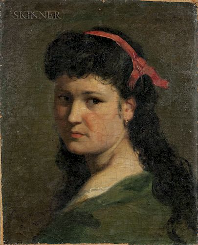 Vlaho Bukovac (Croatian, 1855-1922)  Portrait of a Girl