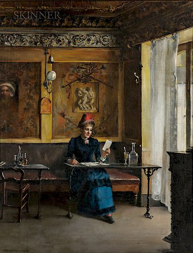 Edgar Julien Bissell (American, 1861-1928)  At the Café, Paris