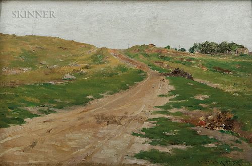 William Merritt Chase (American, 1849-1916)  Landscape with Winding Uphill Road