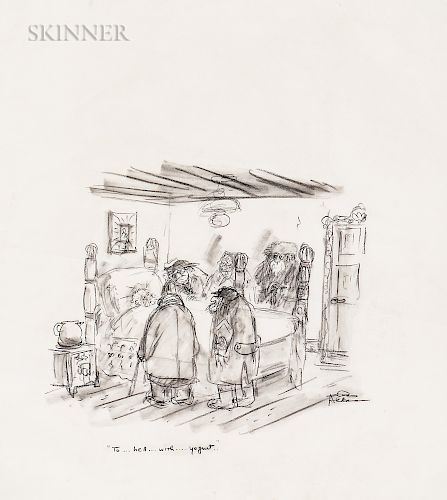 Charles Samuel Addams (American, 1912-1988)  "To...hell...with...yogurt..."  /Rough Illustration for the New Yorker