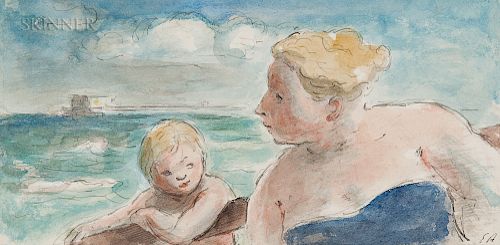 Edward Jeffrey Irving Ardizzone (British, 1900-1979)  Mother and Son at the Shore