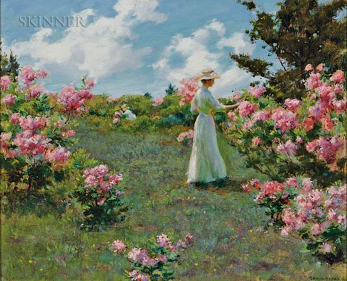 Charles Courtney Curran (American, 1861-1942)  Gathering Flowers