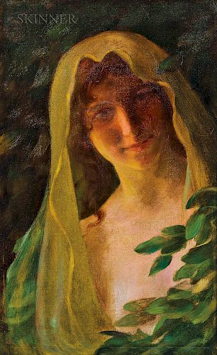 Charles Courtney Curran (American, 1861-1942)  Woman in a Veil
