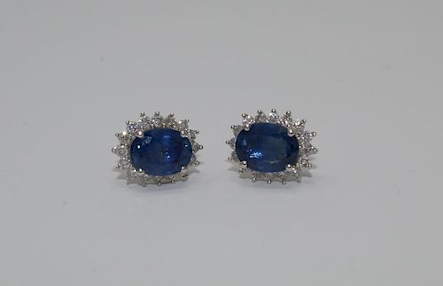18K White Gold/Sapphire & Diamond Earrings