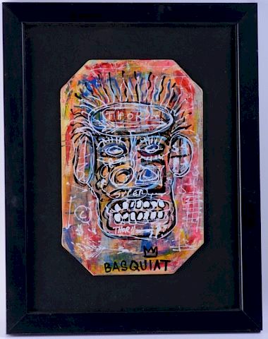 Jean-Michel Basquiat "Thor" Mixed Media On Board