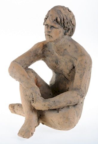 Pottery Sculpture of Seated Male