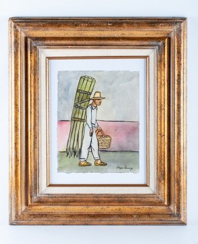Diego Rivera Attributed Watercolor, Male Worker