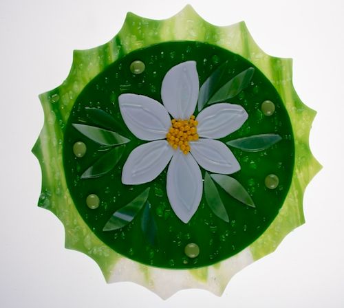 Fused Art Glass Plate, Signed Connie Zazakos