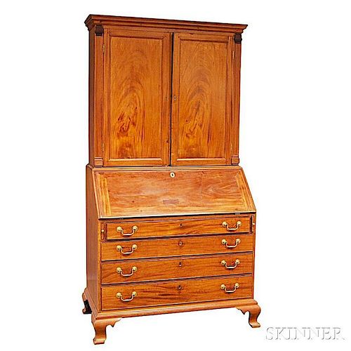 Chippendale Carved Mahogany Secretary/Bookcase