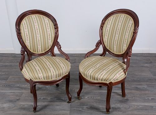 Rococo Revival Hip Rest Parlor Chairs