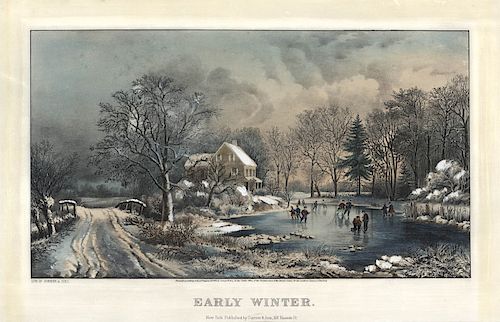 Early Winter - Original Medium Folio Currier & Ives lithograph