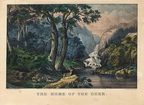 Home of the Deer - Original Medium Folio Currier & Ives lithograph