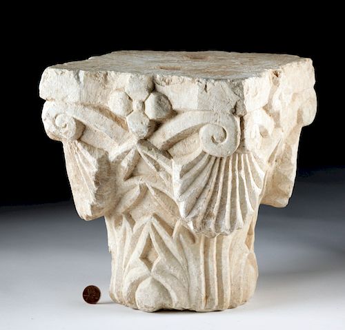 Late Roman Marble Capital - Beautiful Motif