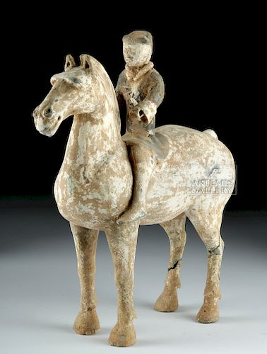 Chinese Han Dynasty Pottery Horse and Rider