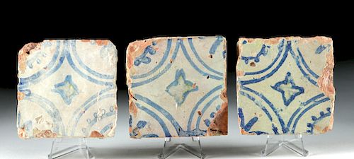 Lot of 3 Identical 17th C. Italian Ceramic Tiles