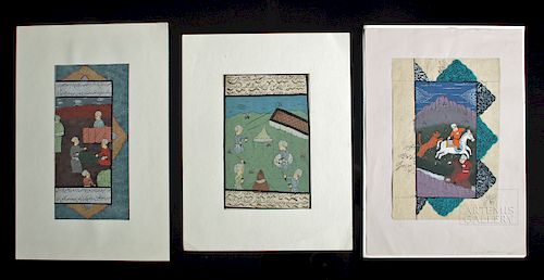 Lot of Three 18th C. Indian Mughal Paintings
