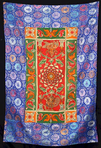 Late 19th C. Indian Altar Cloth - Ganesha & Lakshmi