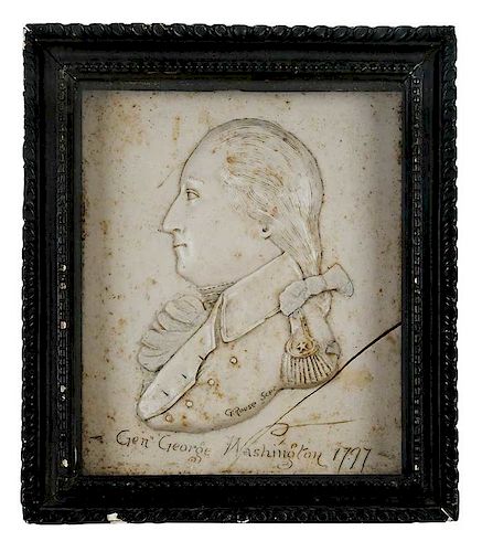Signed Wax Relief Portrait of George Washington