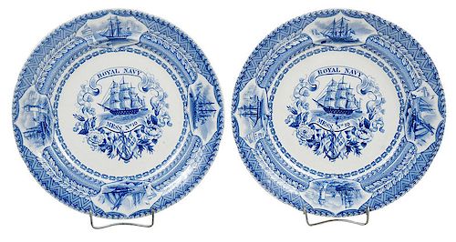 Two Rare Royal Navy Mess Plates No. 10