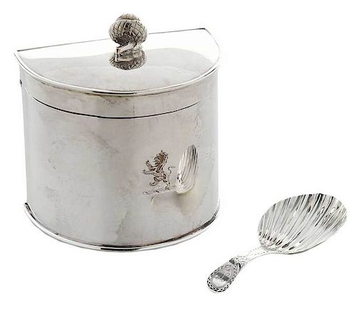 English Tea Cannister and Caddy Spoon