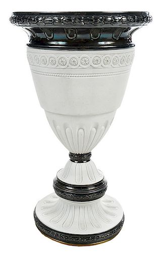 Bisque Vase with Silver Plated Mounts