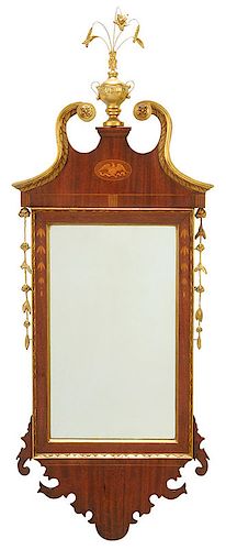 American Federal Style Inlaid Mahogany Mirror