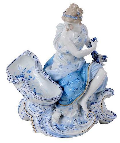 Blue and White Porcelain Figural Sweetmeat Stand