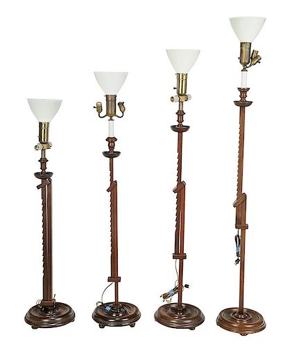 Four Ratcheted Floor Lamps