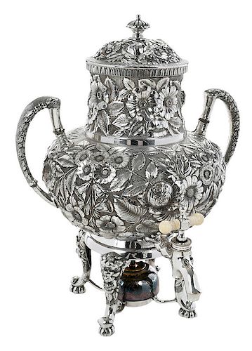 Repousse Silver-Plate Hot Water Urn