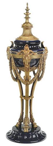 Neoclassical Style Porcelain and Gilt Bronze Urn