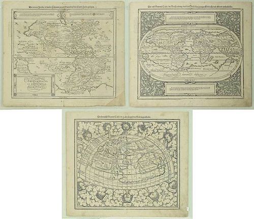 Three Sebastian Munster Woodcut Maps
