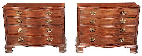 Pair Chippendale Style Mahogany Chests