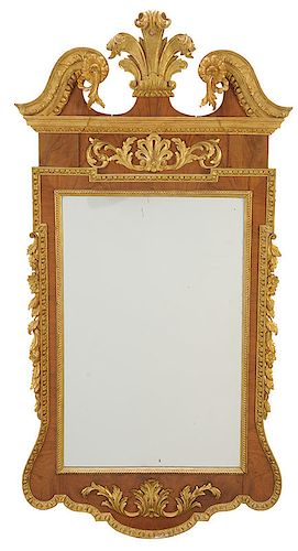 George II Style Parcel-Gilt Walnut Mirror