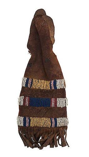 Northern Plains Beaded Hide Paint Pouch 