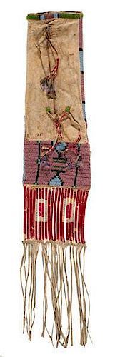 Sioux Beaded Hide Tobacco Bag From the George Philips (ca 1851-1947) Collection 