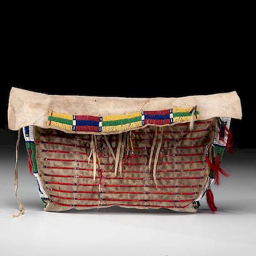 Sioux Beaded and Quilled Hide Possible Bag 