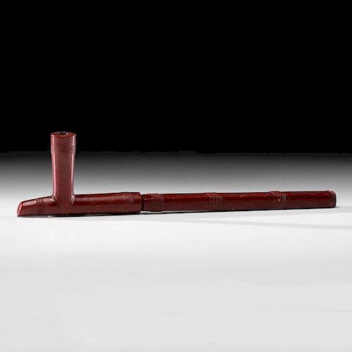 Plains Catlinite Pipe Bowl and Stem from the Andy Warhol Collection 
