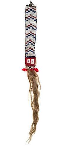 Sioux Beaded Hide Hair Ornament 