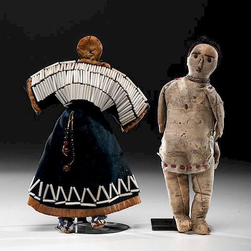 Sioux and Modoc Beaded Hide Dolls 